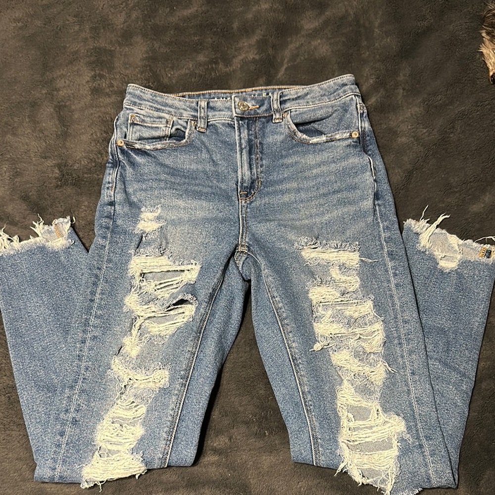 Distressed Blue Jeans